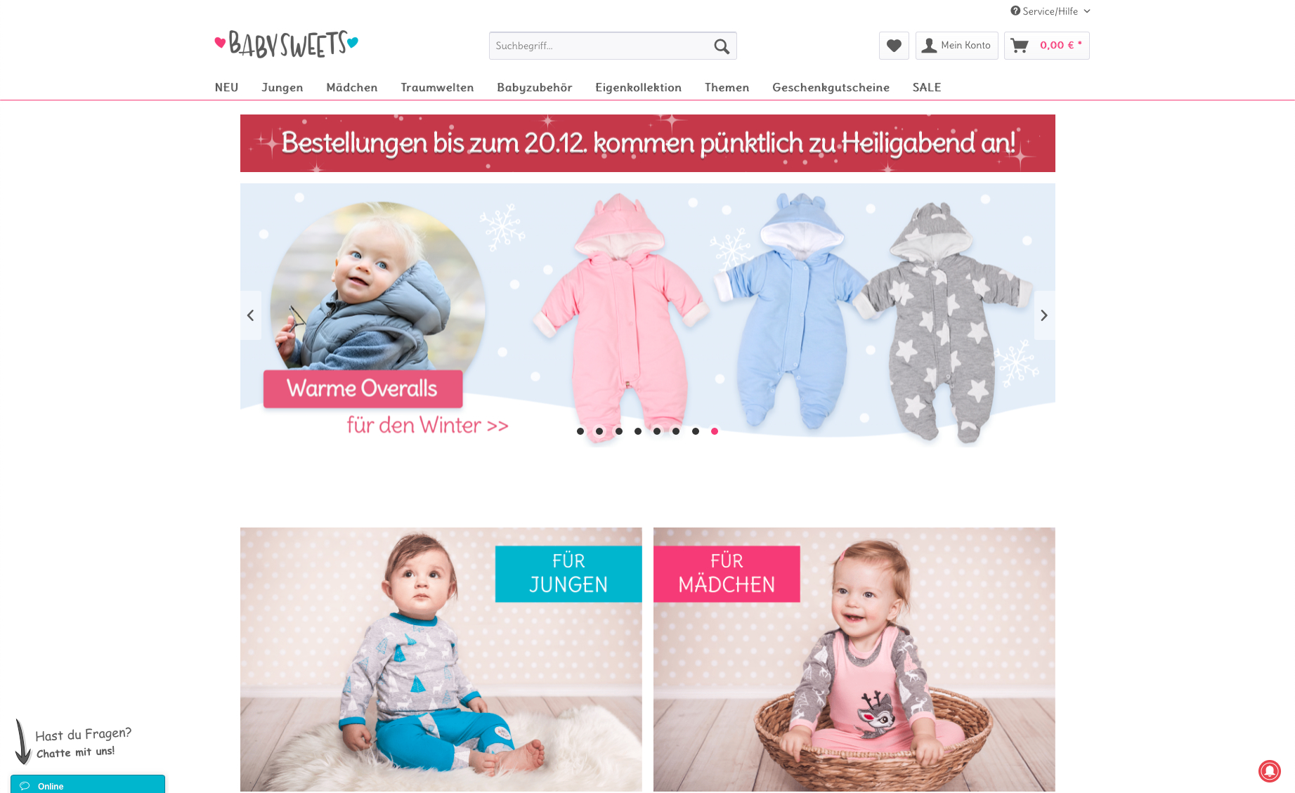 BabySweets — Screenshot von der bisherigen Browserlife-Website