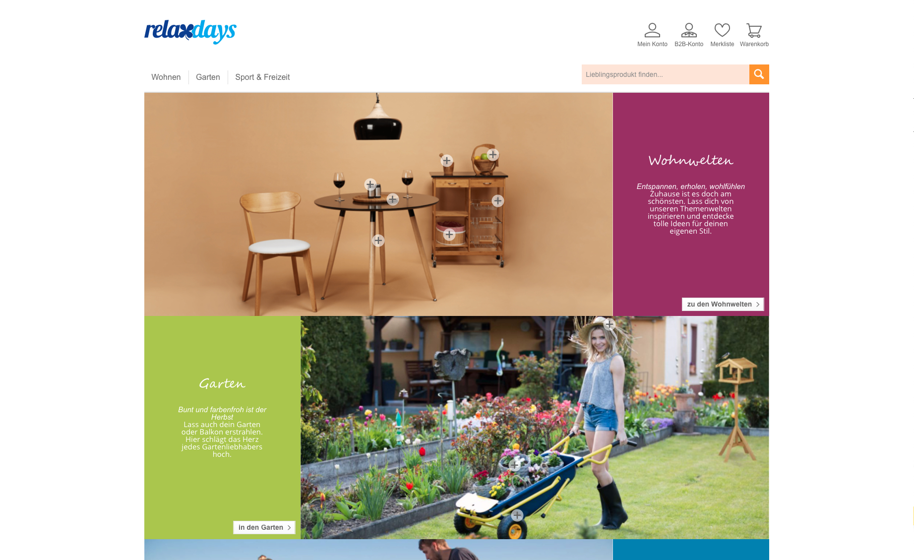 relaxdays — Screenshot von der bisherigen Browserlife-Website
